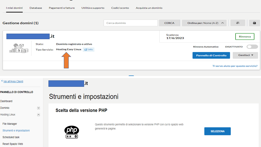 Aggiornare il PHP