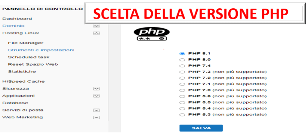 Aggiornare il PHP_WEB HOSTING lINUX